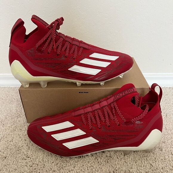 Adidas ADIZERO PRIMEKNIT Low Top Football Cleats Red White - Picture 1 of 9